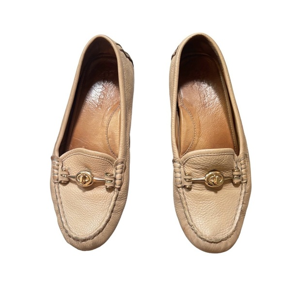 Coach Shoes - COACH Arlene Pebbled Leather Turnlock Loafers - Nude/Beige Size 6.5
